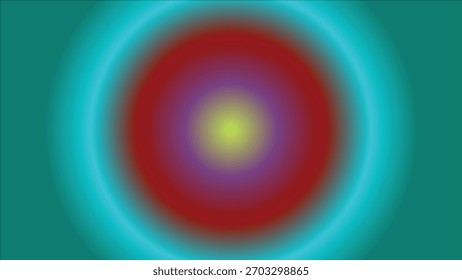 Gradiente de círculos concêntricos vibrantes com tons de azul-petróleo e vermelho