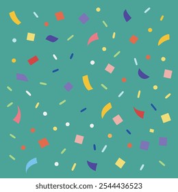 Un diseño de Vector de fondo de confeti vibrante con piezas de confeti coloridas y dispersas, perfectas para celebraciones y ocasiones festivas.