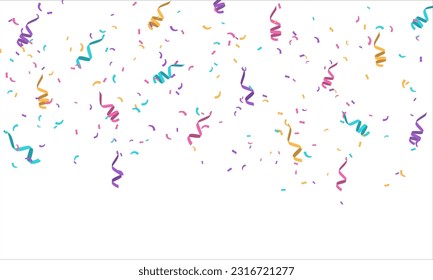 Vibrant Confetti Burst: Vector PNG Illustration of Multicolored Confetti, Clapperboard, and Festive Streamers on Transparent Background for Celebratory Occasions.