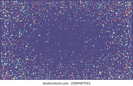 Vibrant confetti bursts across a deep purple backdrop, creating a festive and celebratory atmosphere.  Perfect for invitations, backgrounds, or any project needing a touch of joyous energy.