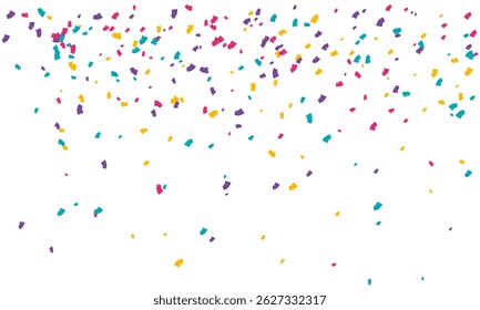 Vibrant confetti explosion on white background.  Perfect for celebratory designs, adding joy and festivity to invitations, posters, and websites.
