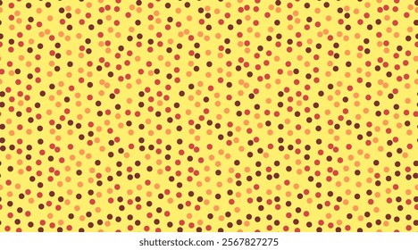 Vibrant confetti pattern with scattered circles in warm tones. Perfect for backgrounds, textiles, or festive designs.  Creates a cheerful, playful aesthetic.