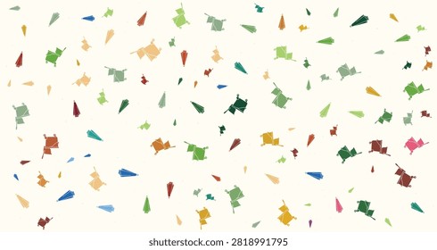 Vibrant confetti in various colors and shapes scattered on a white backdrop ideal for celebration events and festive themes