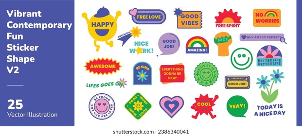 Vibrant Contemporary Fun Sticker Shape 2