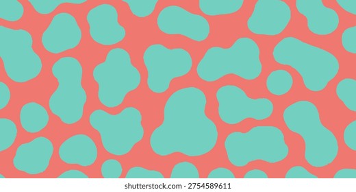 Vibrant coral background with teal spots pattern illustration