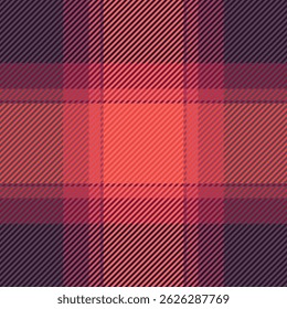 Vibrant coral and deep burgundy plaid pattern.  Ideal for textile design, fashion, or website backgrounds. This seamless texture offers a modern, geometric feel with a touch of rustic charm.