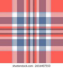 Vibrant coral, dusty rose, and slate blue plaid pattern.  Perfect for textile design, fashion, or website backgrounds.