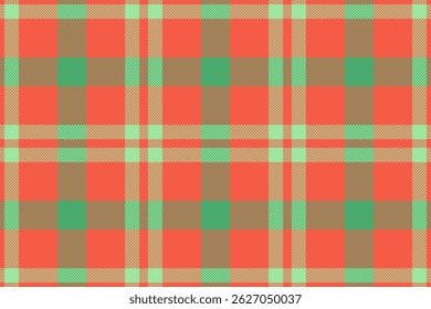 Vibrant coral, mint green, and taupe plaid pattern.  Perfect for textile design, fashion, websites, or seasonal projects.  A cheerful, versatile design offering a modern take on classic plaid.