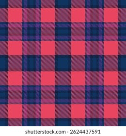 Vibrant coral and navy plaid pattern.  Perfect for textile design, fashion, and branding.  This seamless texture offers a modern, energetic aesthetic with a touch of traditional charm.