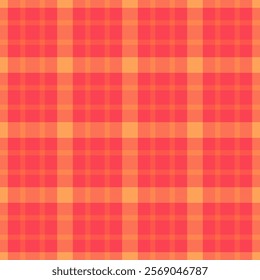 Vibrant coral and orange plaid pattern.  Perfect for textile design, website backgrounds, or any project needing a cheerful, modern geometric texture.  Seamless repeat for endless applications.