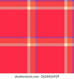Vibrant coral and peach plaid pattern.  A cheerful, modern textile design ideal for fashion, web, or print projects.