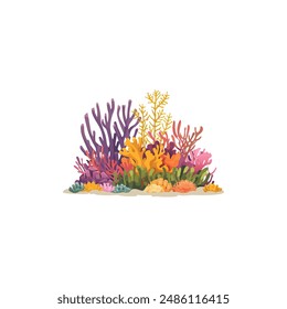 Vibrant Coral Reef Illustration with Diverse Marine Life. Vector illustration design.