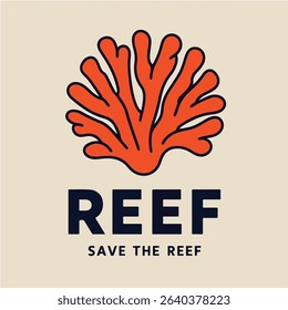 Vibrant Coral Save The Reef Minimalist Logo Design