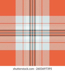 Vibrant coral and teal plaid pattern.  Perfect for textile design, autumnal projects, or adding a touch of rustic charm.