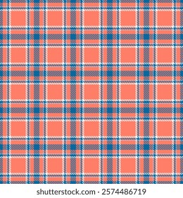 Vibrant coral, teal, and white plaid pattern. Perfect for textile design, apparel, or website backgrounds.  Stylish and modern, this seamless texture offers a fresh, summery feel.