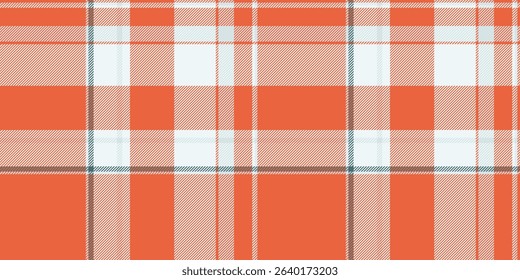 Vibrant coral and white plaid pattern.  Perfect for autumnal designs, textiles, and website backgrounds.  This seamless texture evokes warmth and comfort, ideal for creating cozy and stylish visuals.