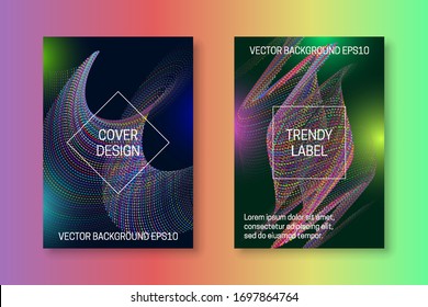Vibrant cover template with dynamic swirling strings. Futuristic colorful brochures or packaging backgrounds design.