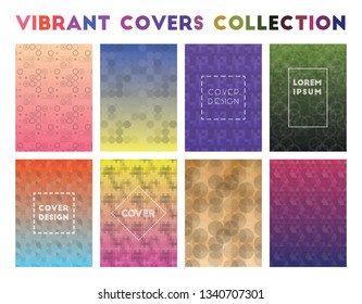 Vibrant Covers Collection. Alluring geometric patterns, splendid vector illustration.