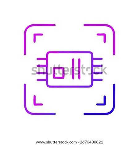 Vibrant CPU icon in pink and blue gradient, hinting at innovation, cuttingedge technology and modern design. Clean vector art on a white background.