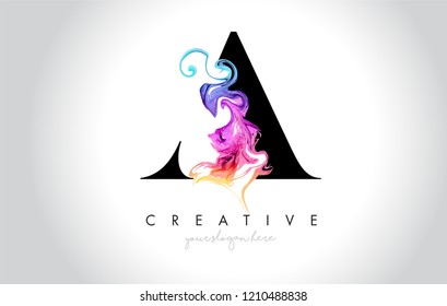 A Vibrant Creative Letter Logo Design with Colorful Smoke Ink Flowing Vector Illustration.