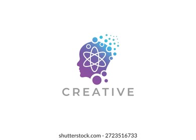 Vibrant creative logo with atom design and colorful gradient