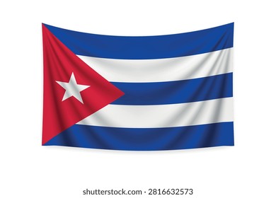 A vibrant Cuban flag gently waving, representing the nation's pride and heritage. Ideal for travel, cultural, or patriotic themed designs.