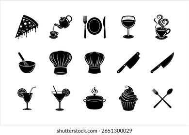 Ilustração culinária vibrante mostrando uma variedade de ingredientes frescos e pratos preparados, perfeito para projetos relacionados à comida.