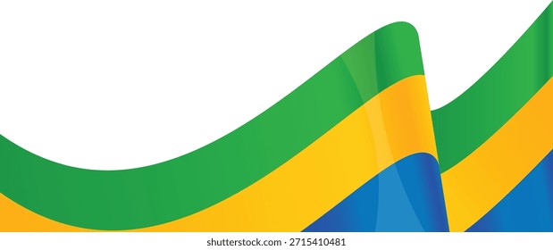 Vibrant curves of the flag showcasing green, yellow, and blue colors.