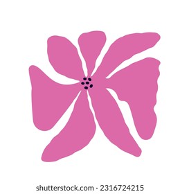 Vibrant curvy flower in retro hippie style. Aesthetic flowers in the style of Matisse