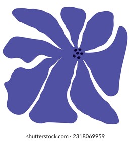 Vibrant curvy flower in retro hippie style. Aesthetic flowers in the style of Matisse