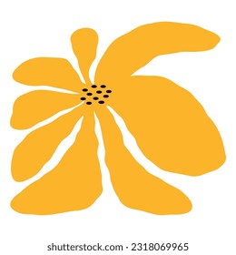 Vibrant curvy flower in retro hippie style. Aesthetic flowers in the style of Matisse