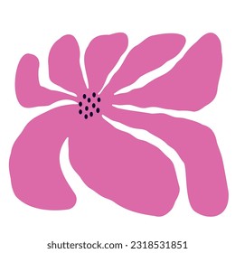Vibrant curvy flower in retro hippie style. Aesthetic flowers in the style of Matisse