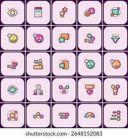 Vibrant Customer Experience Icon Set for Enhanced User Interface Design