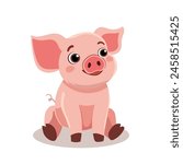 Vibrant cute pig vector clipart in a flat design style