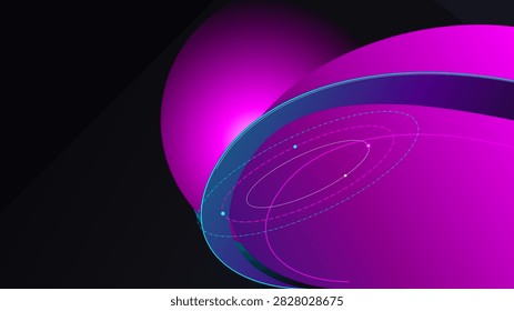 Vibrant cyber advertising vector artwork with spiral liquid flow and artificial intelligence graphics. Cyan, Magenta and Ebony color theme.