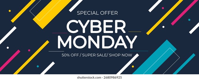 Vibrant cyber monday savings graphics