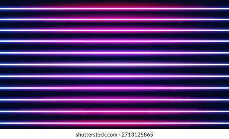 Fondo abstracto oscuro vibrante iluminado por múltiples líneas de neón Horizontal Estética de onda de sintetizador futurista retro moderno, perfecto para tecnología, música o promociones de fiesta