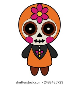 Vibrantes ilustraciones del Día de Muertos: dibujos animados, Clipart y diseños de arte lineal para sus proyectos digitales