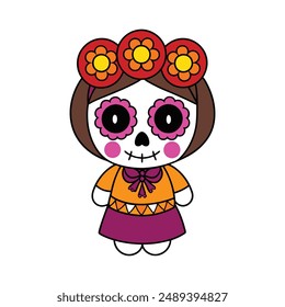 Vibrantes ilustraciones del Día de Muertos: dibujos animados, Clipart y diseños de arte lineal para sus proyectos digitales