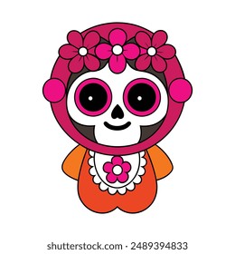 Vibrantes ilustraciones del Día de Muertos: dibujos animados, Clipart y diseños de arte lineal para sus proyectos digitales