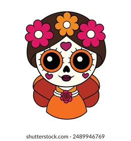 Vibrantes ilustraciones del Día de Muertos: dibujos animados, Clipart y diseños de arte lineal para sus proyectos digitales