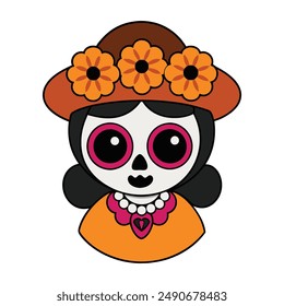 Vibrantes ilustraciones del Día de Muertos: dibujos animados, Clipart y diseños de arte lineal para sus proyectos digitales