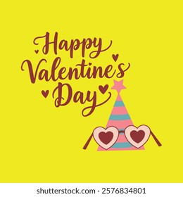 vibrant valentine’s day greeting design with text, hearts, and festive elements