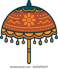 Vibrante decorado guarda-chuva para decoração indiana casamento Haldi Configuração e Boho Festival Vibes