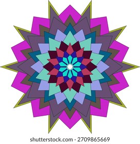 Vibrant decorative abstract mandala artwork with colorful geometric floral ornamentation