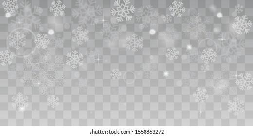 Vibrant defocused background. Bright bokeh with snowflakes. Christmas background with snowflakes and Christmas lights