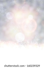 Vibrant defocused background. Bright bokeh with snowflakes. Vector illustration.  