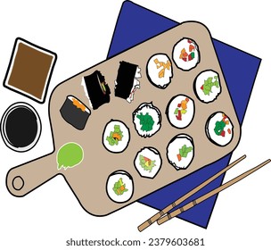 Vector de sushi vibrante y delicioso - una ráfaga de sabores japoneses para sus proyectos de diseño. ¡Irresistible!