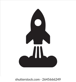 A vibrant design depicting a rocket launch