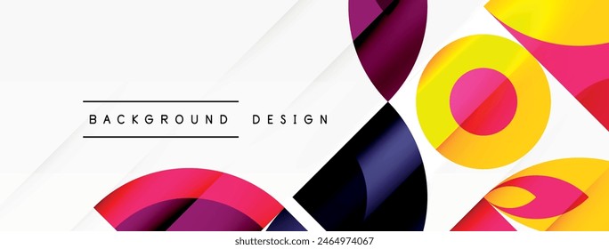 A vibrant design featuring circles and triangles on a white backdrop, creating a dynamic and energetic composition